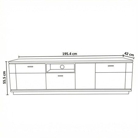 Comoda Tv Cu 2 Usi, 1 Sertar Si 1 Nisa Zenith, Furniruit Stejar, 195.4 Cm-01