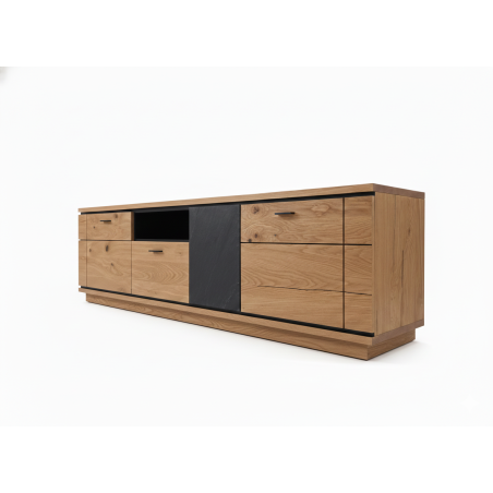 Comoda Tv Cu 2 Usi, 1 Sertar Si 1 Nisa Zenith, Furniruit Stejar, 195.4 Cm-01