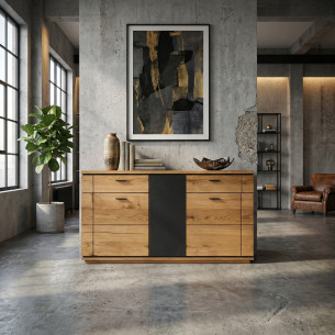 Bufet  3 Usi Si 2 Sertare Zenith, Stejar Furniruit , 147.9 Cm