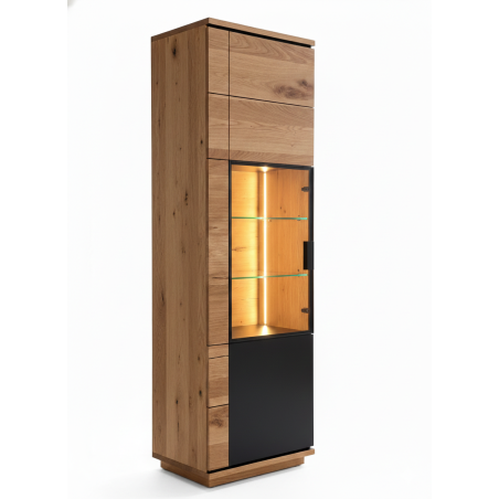 Vitrina Cu 1 Usa Stanga Zenith, Furniruit Stejar, 57.9 Cm-01