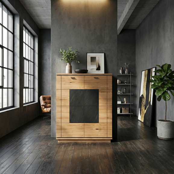 Comoda Bar Cu 2 Usi Zenith, Furniruit Stejar, 115.8 Cm