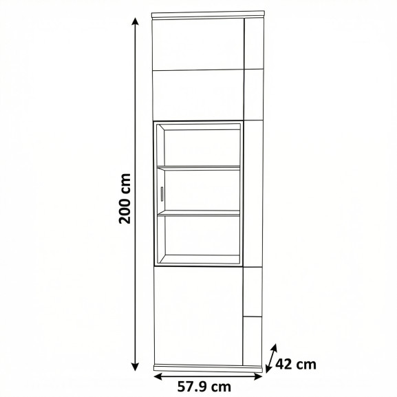 Vitrina Cu 1 Usa Dreapta Zenith, Furniruit Stejar, 57.9 Cm