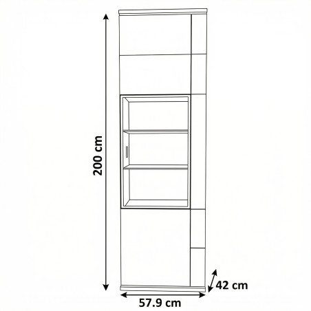 Vitrina Cu 1 Usa Dreapta Zenith, Furniruit Stejar, 57.9 Cm-01