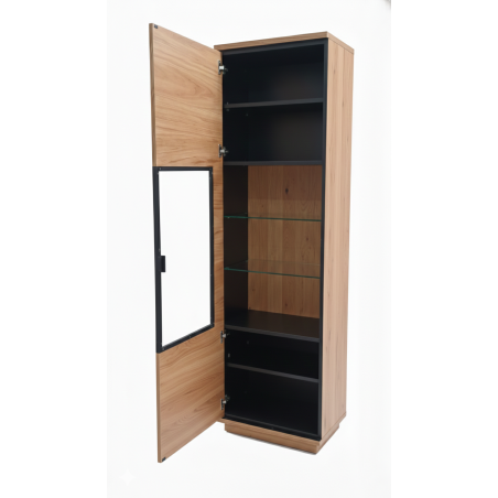 Vitrina Cu 1 Usa Dreapta Zenith, Furniruit Stejar, 57.9 Cm-01