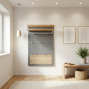 Cuier Lat Cu Polita Alpina Graphit Matt, Vopsit Alb, Furniruit, 86 Cm