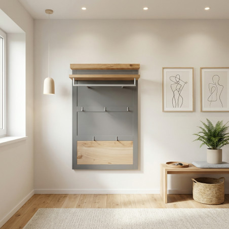 Cuier Lat Cu Polita Alpina Graphit Matt, Vopsit Alb, Furniruit, 86 Cm-01