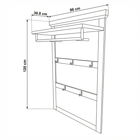 Cuier Lat Cu Polita Alpina Graphit Matt, Vopsit Alb, Furniruit, 86 Cm-01