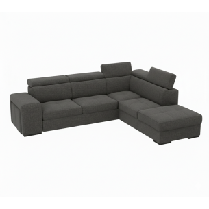 Coltar Extensibil Cu Otoman Ventotene, 5 Locuri, Lada Depozitare, Gri inchis, 265 Cm