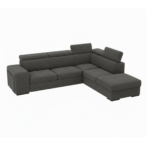 Coltar Extensibil Cu Otoman Ventotene, 5 Locuri, Lada Depozitare, Gri inchis, 265 Cm