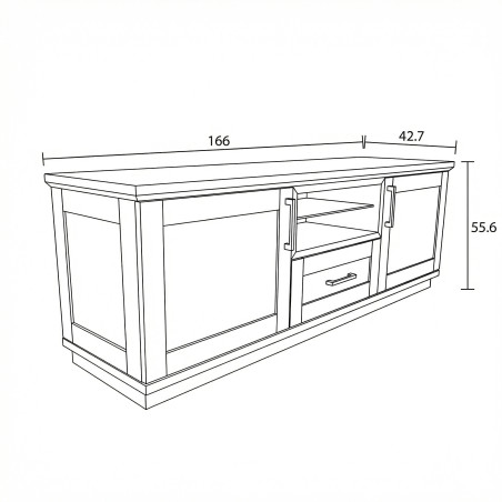 Comoda Tv Cu 2 Usi, 1 Sertar Si 1 Nisa Alpina Graphit Matt, Alb Si Natur, 165 Cm-01
