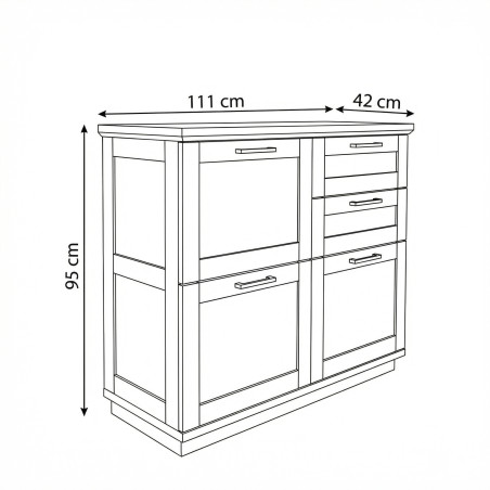 Pantofar 3 Usi Si 2 Sertare Alpina Graphit Matt, Vopsit Gri, Furniruit, 111.7 Cm-01