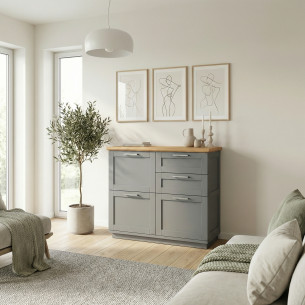 Pantofar 3 Usi Si 2 Sertare Alpina Graphit Matt, Vopsit Gri, Furniruit, 111.7 Cm