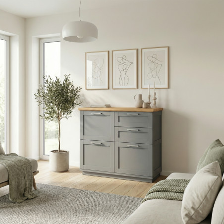 Pantofar 3 Usi Si 2 Sertare Alpina Graphit Matt, Vopsit Gri, Furniruit, 111.7 Cm-01