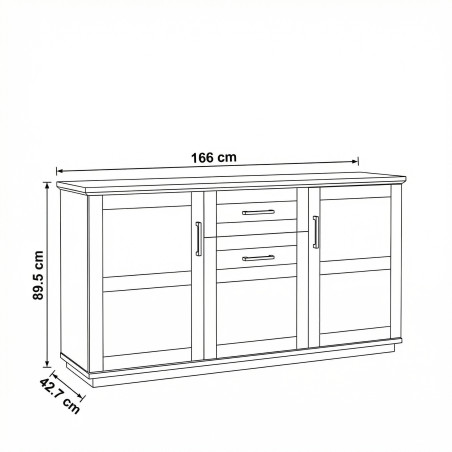 Bufet Cu 3 usi si 1 sertar Dining Alpina Graphit Matt, Gri Si Natur 166 Cm-01