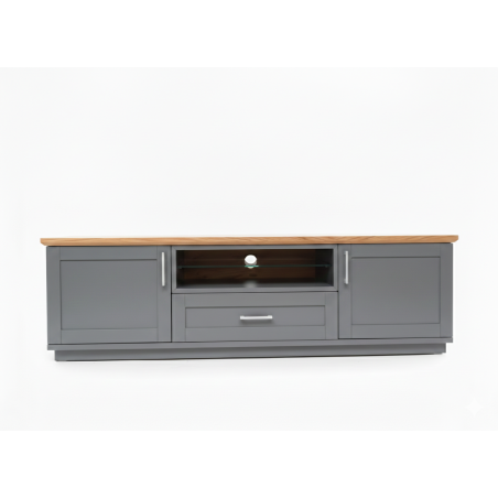 Comoda Tv Cu 2 Usi, 1 Sertar Si 1 Nisa Alpina Graphit Matt , Gri Si Natur, 187.5 Cm-01