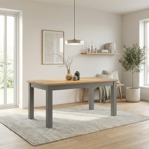 Masa Extensibila Alpina Graphit Matt, Vopsit Gri, Furniruit, 160/215 x 90 x 77 Cm