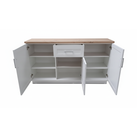 Bufet Cu 3 usi si 1 sertar Dining Alpina, Alb Si Natur 166 Cm-01