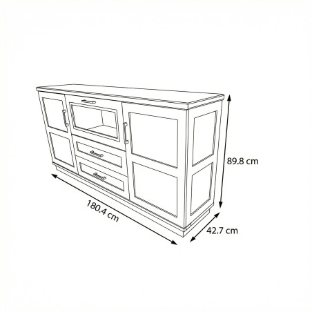 Bufet Cu 3 usi si 2 sertare Alpina, Alb Si Natur 187.5 Cm-01