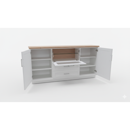 Bufet Cu 3 usi si 2 sertare Alpina, Alb Si Natur 187.5 Cm-01