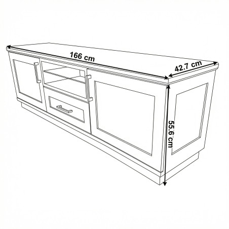 Comoda Tv Alpina Cu 2 Usi, 1 Sertar Si 1 Nisa, Alb Si Natur, 165 Cm-01