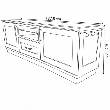 Comoda Tv Alpina Cu 2 Usi, 1 Sertar Si 1 Nisa, Alb Si Natur, 187.5 Cm-01