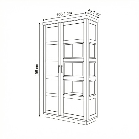 Vitrina Alpina Cu 1 Usa Si 1 Sertar, Furniruit, Vopsit, Alb Si Natur, 105 Cm-01