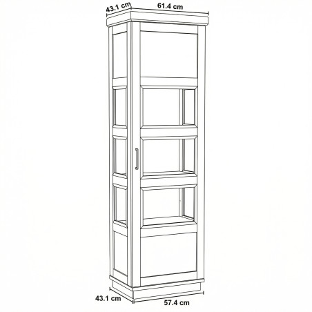 Vitrina Ingusta Alpina Cu 1 Usa, Vopsit Alb, Furniruit, Alb Si Natur, 65 Cm-01
