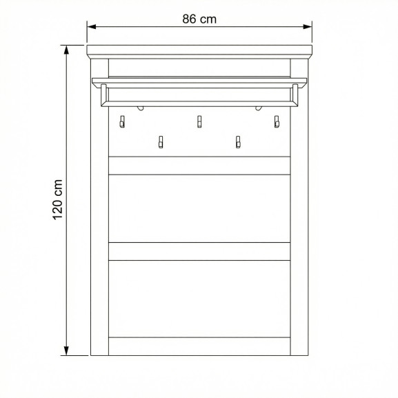 Cuier Lat Cu Polita Alpina, Vopsit Alb, Furniruit, 86 Cm