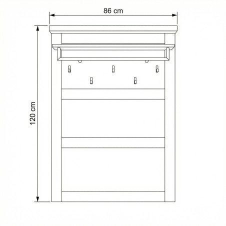 Cuier Lat Cu Polita Alpina, Vopsit Alb, Furniruit, 86 Cm-01