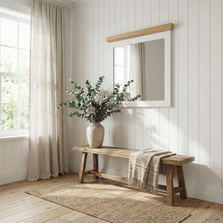 Oglinda Alpina, Vopsit Alb, Furniruit, 87 Cm-01