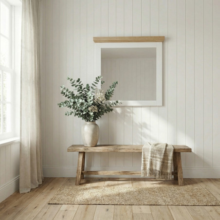 Oglinda Alpina, Vopsit Alb, Furniruit, 87 Cm-01