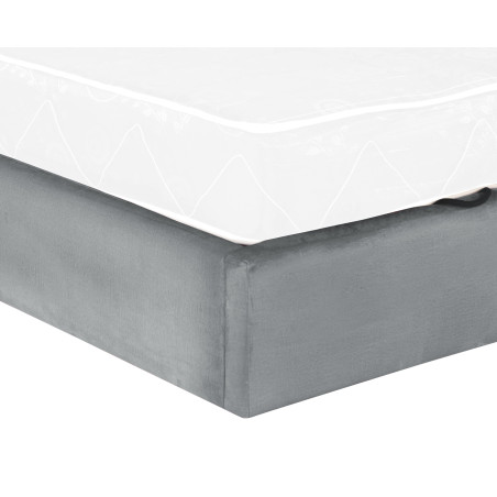 Pat Tapitat Ravel Junior Dimensiune Saltea 90 x 200 Cm, Cu Somiera Rabatabila Si Panou Stanga, Gri-01