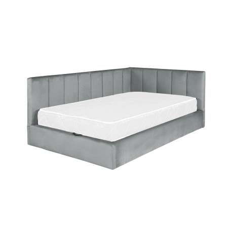 Pat Tapitat Ravel Junior, Dimensiune Saltea 120 x 200 Cm, Somiera Rabatabila Si Panou Stanga, Gri-01