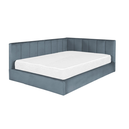 Pat Tapitat Ravel Junior, Dimensiune Saltea 140 x 200 Cm, Somiera Rabatabila Si Panou Stanga, Gri-01