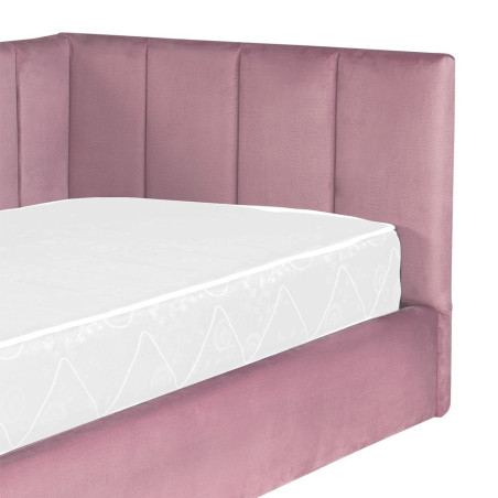 Pat Tapitat Ravel, Dimensiune Saltea 90 x 200 Cm, Somiera Rabatabila Si Panou Stanga, Roz-01