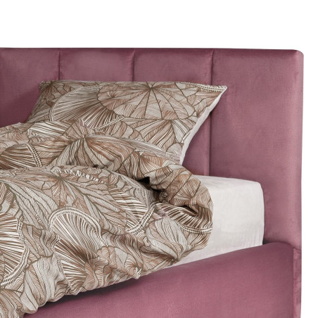 Pat Tapitat Ravel, Dimensiune Saltea 90 x 200 Cm, Somiera Rabatabila Si Panou Stanga, Roz-01