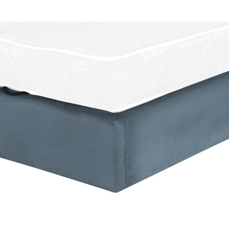 Pat Tapitat Ravel Junior, Dimensiune Saltea 90 x 200 Cm, Somiera Rabatabila Si Panou Stanga, Albastru-01