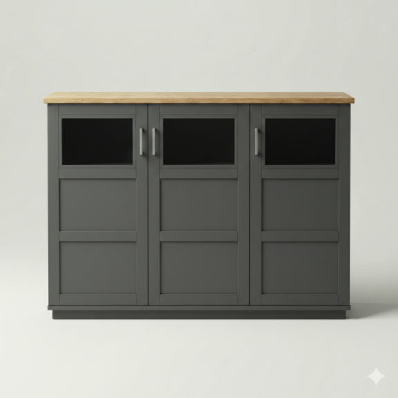 Comoda Bar Cu 3 Usi Alpina Graphit Matt, 166 Cm