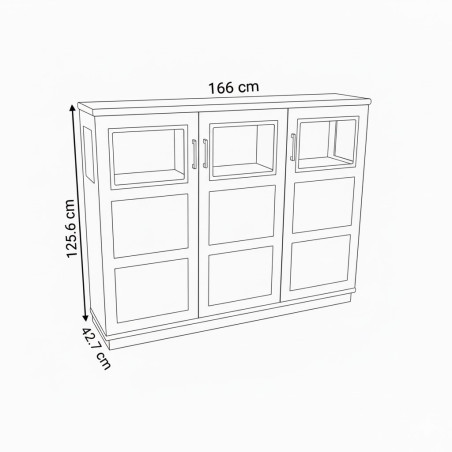 Comoda Bar Cu 3 Usi Alpina Graphit Matt, 166 Cm-01