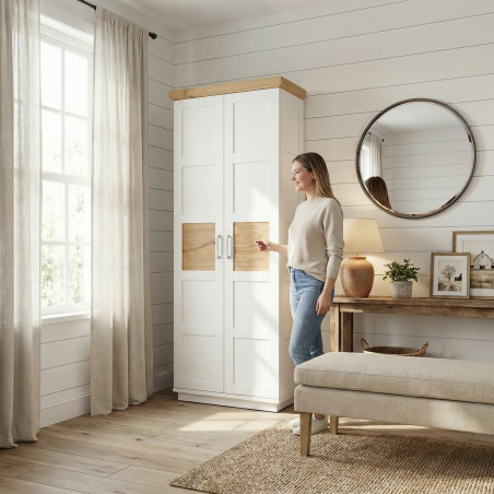 Dulap 2 Usi Alpina, Vopsit Alb, Furniruit, 75 Cm-01