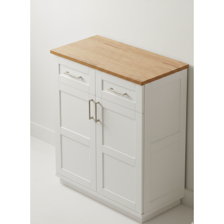 Comoda Alpina 2 Usi Si 2 Sertare, Vopsit Alb, Furniruit, 89.5 Cm-01