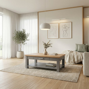 Masa Cafea Alpina Graphit Matt, Natur, Furniruita, 115 x 70 Cm