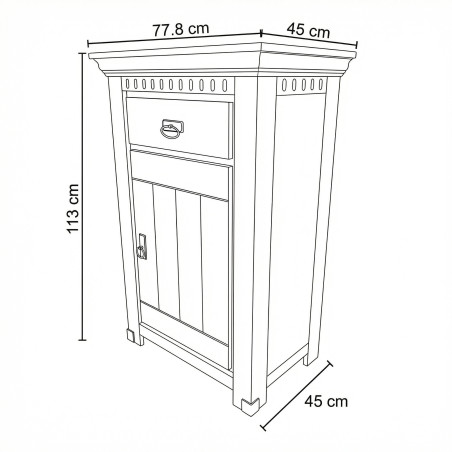 Comoda Cu 1 Usa Si 1 Sertar Saint Tropez Alb, Vopsit, 77.8 Cm-01
