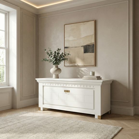 Comoda Pantofi Saint Tropez Alb, Vopsit, 111 Cm