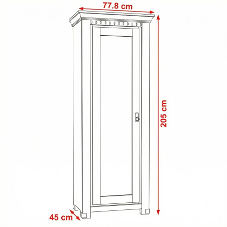 Dulap Cu 1 Usa Saint Tropez Alb, Vopsit 77.8 Cm-01
