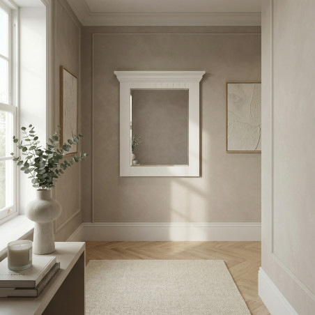 Rama Oglinda Saint Tropez Alb, Vopsit 70 Cm-01