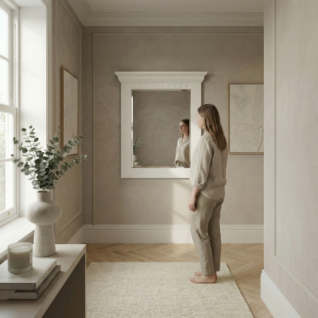 Rama Oglinda Saint Tropez Alb, Vopsit 70 Cm-01