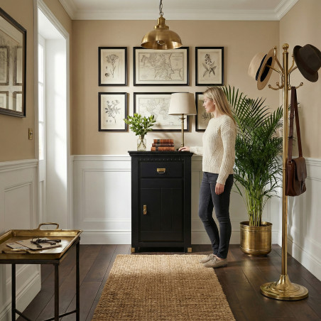 Comoda Cu 1 Usa Si 1 Sertar Saint Tropez Negru, Vopsit, 77.8 Cm-01