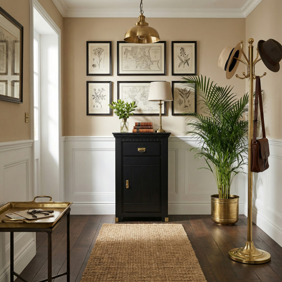 Comoda Cu 1 Usa Si 1 Sertar Saint Tropez Negru, Vopsit, 77.8 Cm