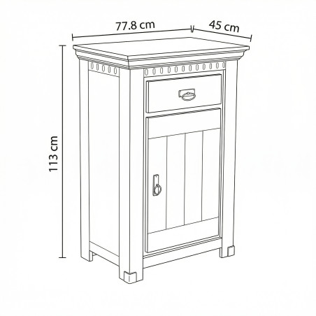 Comoda Cu 1 Usa Si 1 Sertar Saint Tropez Negru, Vopsit, 77.8 Cm-01